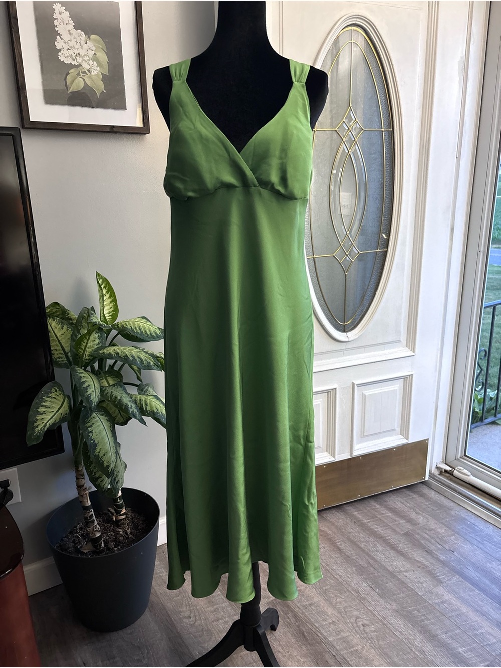 Authentic Y2k J. Crew Meadow Green archival silk special occasion Dress